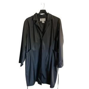 Louise Paris Coat Womens 3X Black Polyurethane Raincoat Belted Button Front